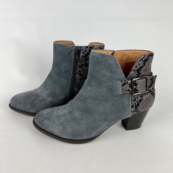 Vionic Naomi Womens Suede Snake Print Water Resistant Ankle Boots Gray size 6.5 - Picture 3 of 16
